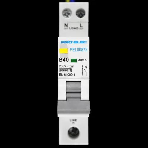 PRO-ELEC 40 AMP CURVE B 6kA 30mA RCBO TYPE AC PEL00872