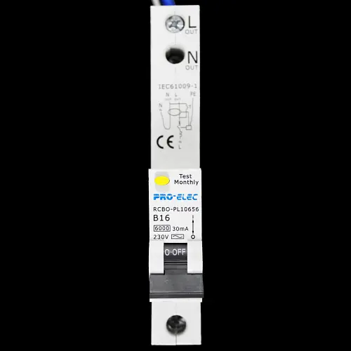 PRO-ELEC 16 AMP CURVE B 6kA 30mA RCBO TYPE AC PL10656