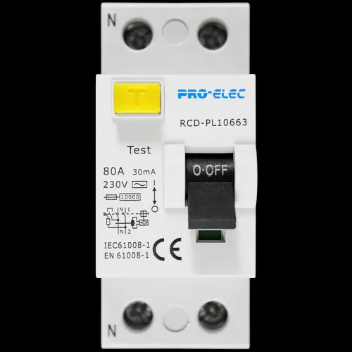 PRO-ELEC 80 AMP 30mA DOUBLE POLE RCD TYPE AC PL10663 SB