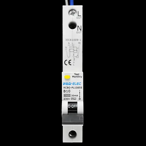 PRO-ELEC 10 AMP CURVE B 6kA 30mA RCBO TYPE AC RCBO-PL10655