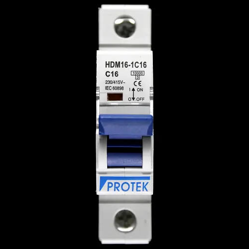PROTEK 16 AMP CURVE C 10kA MCB CIRCUIT BREAKER HDM16-1C16