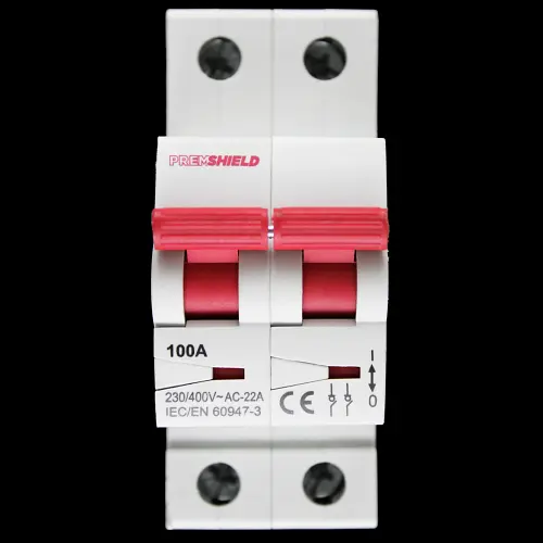 PREMSHIELD 100 AMP DOUBLE POLE MAIN SWITCH DISCONNECTOR