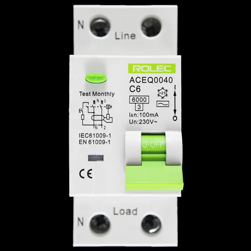 ROLEC 6 AMP CURVE C 6kA 100mA DOUBLE POLE RCBO TYPE AC ACEQ0040