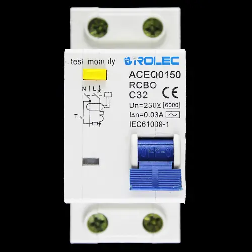 ROLEC 32 AMP CURVE C 6kA 30mA DOUBLE POLE RCBO TYPE AC ACEQ0150