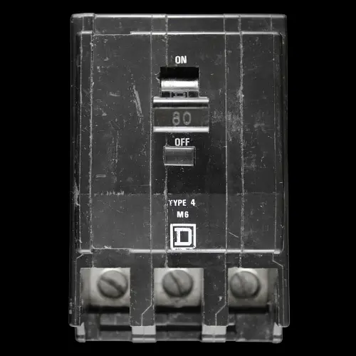SQUARE D 80 AMP TYPE 4 M6 TRIPLE POLE MCB CIRCUIT BREAKER QOH-X