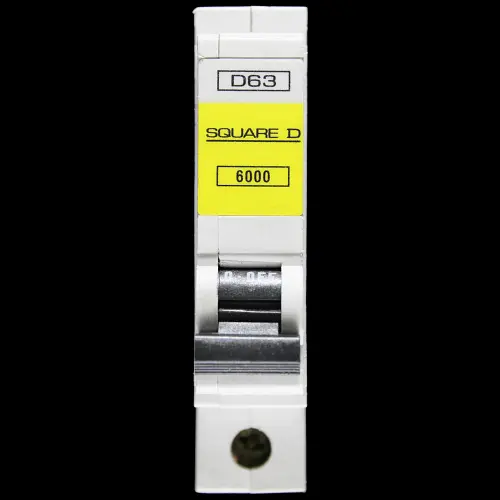 SQUARE D 63 AMP CURVE D 6kA MCB CIRCUIT BREAKER QOE 6000