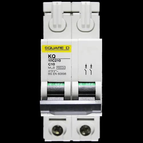 SQUARE D 10 AMP CURVE C 10kA DOUBLE POLE MCB CIRCUIT BREAKER KQ 10C210