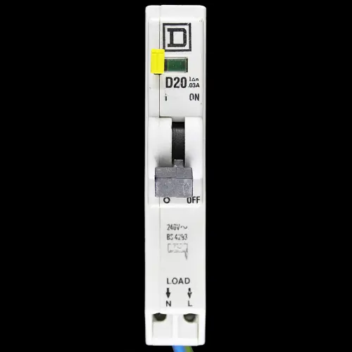 SQUARE D 20 AMP CURVE D 6kA 30mA RCBO TYPE A QOE
