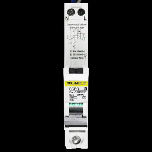SQUARE D 32 AMP CURVE B 6kA 30mA RCBO TYPE A DOM32B6R30
