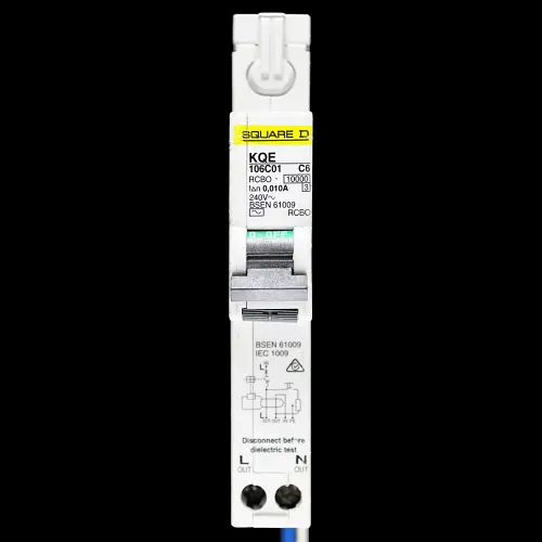 SQUARE D 6 AMP CURVE C 10kA 10mA RCBO TYPE AC KQE 106C01