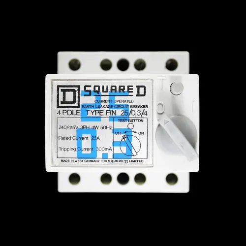 SQUARE D 25 AMP 300mA FOUR POLE ELCB FIN 25/0.3/4