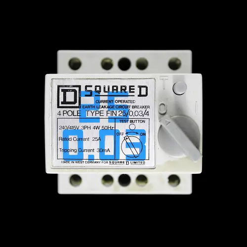SQUARE D 25 AMP 30mA FOUR POLE ELCB FIN 25/0.03/4