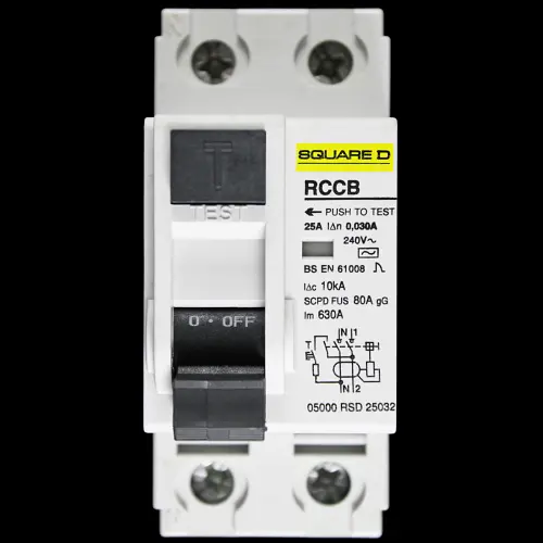 SQUARE D 25 AMP 30mA DOUBLE POLE RCCB TYPE AC 05000 RSD 25032