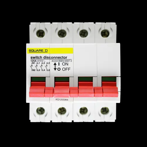 SQUARE D 125 AMP FOUR POLE MAIN SWITCH DISCONNECTOR KQ125SW4
