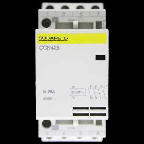 SQUARE D 25 AMP FOUR POLE NO CONTACTOR 220/240V COIL CCN425