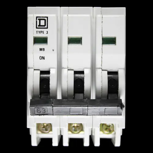 SQUARE D 63 AMP TYPE 3 M9 TRIPLE POLE MCB CIRCUIT BREAKER QOE