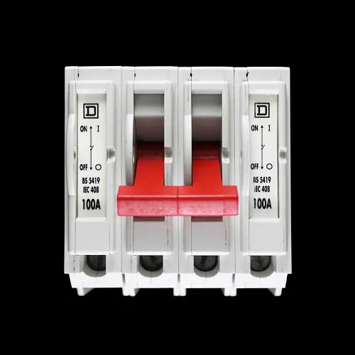 SQUARE D 100 AMP FOUR POLE MAINS SWITCH DISCONNECTOR QO4-100M