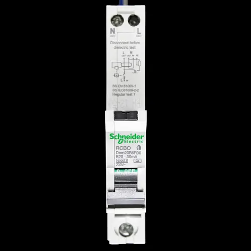SCHNEIDER 20 AMP CURVE B 6kA 30mA RCBO TYPE A DOM20B6R30