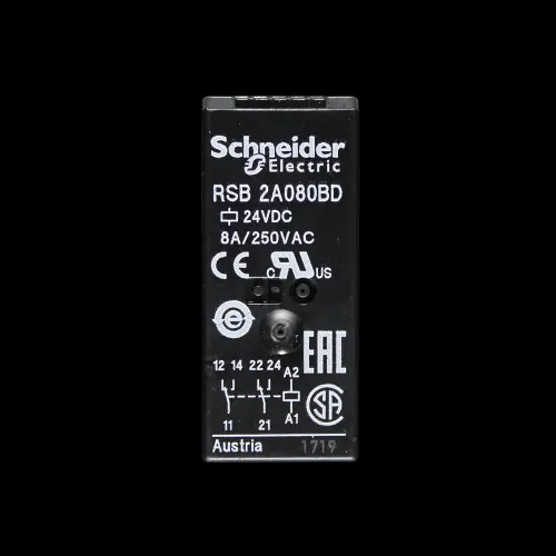 SCHNEIDER 8 AMP 2 CO INTERFACE PLUG-IN RELAY 24 VDC RSB2A080BD