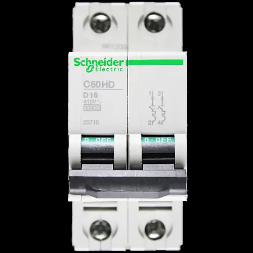 SCHNEIDER 16 AMP CURVE D 10kA DOUBLE POLE MCB CIRCUIT BREAKER C60HD 25715