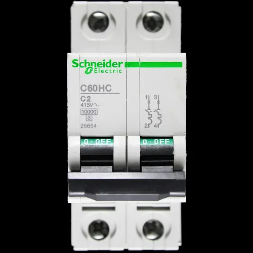 SCHNEIDER 2 AMP CURVE C 10kA DOUBLE POLE MCB CIRCUIT BREAKER C60HC 25654