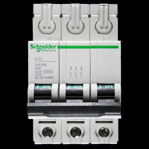 SCHNEIDER 32 AMP CURVE D 10kA TRIPLE POLE MCB CIRCUIT BREAKER KQ 10D332