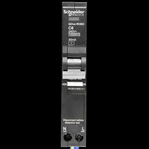 SCHNEIDER 6 AMP CURVE C 10kA 30mA RCBO TYPE AC QOVS QO106C10RCBO30F