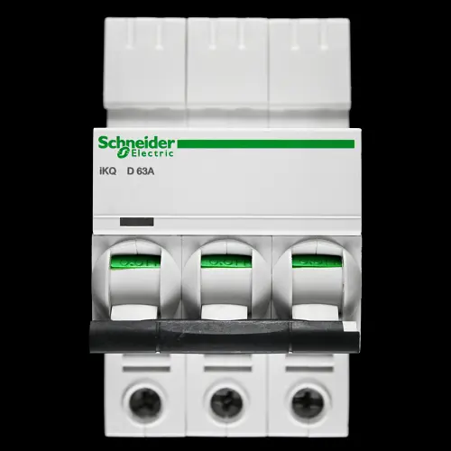 SCHNEIDER 63 AMP CURVE D 10kA TRIPLE POLE MCB CIRCUIT BREAKER IKQ A9F58363