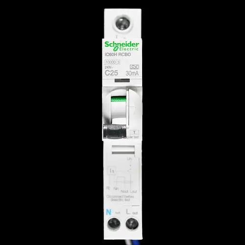 SCHNEIDER 25 AMP CURVE C 10kA 30mA RCBO TYPE A IC60H A9D11825 ACTI9