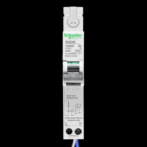 SCHNEIDER 6 AMP CURVE B 6kA 30mA RCBO TYPE AC SQOR106B03