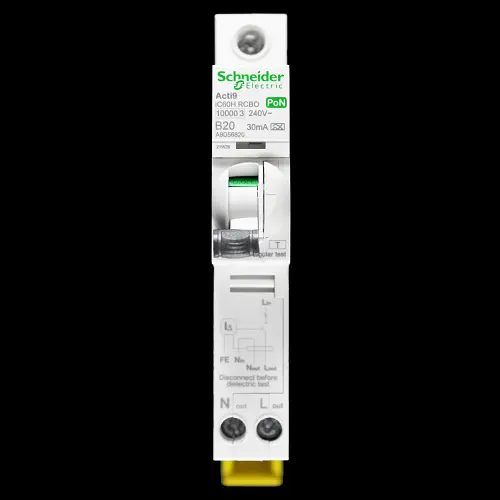 SCHNEIDER 20 AMP CURVE B 10kA 30mA RCBO TYPE A A9D56820 PoN ACTI9 IC60H