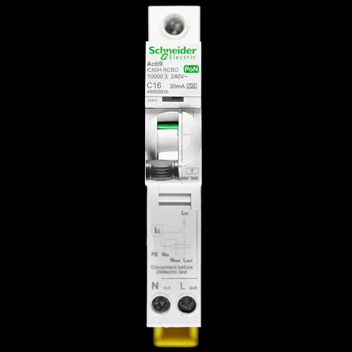 SCHNEIDER 16 AMP CURVE C 10kA 30mA RCBO TYPE A A9D05816 PoN ACTI9 IC60H