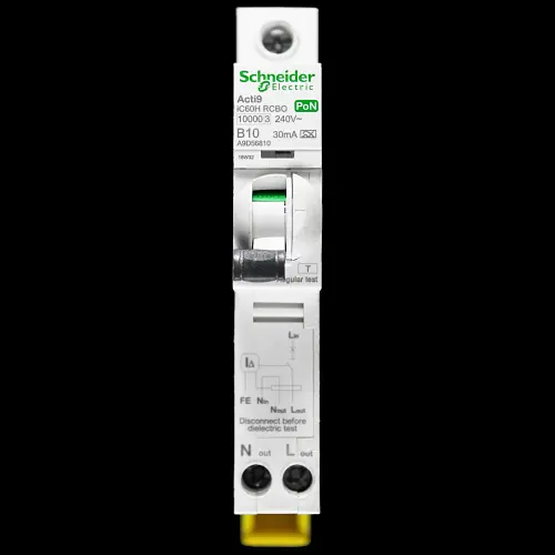 SCHNEIDER 10 AMP CURVE B 10kA 30mA RCBO TYPE A PoN ACTI9 A9D56810 IC60H