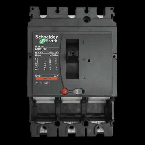 SCHNEIDER 100 AMP 36kA TRIPLE POLE MCCB WITHOUT TRIP UNIT NSX100F LV429003