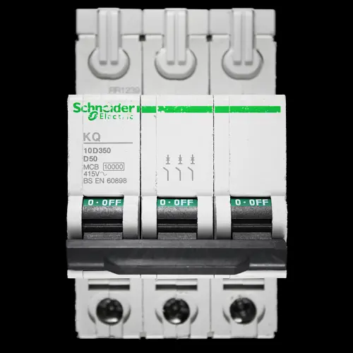SCHNEIDER 50 AMP CURVE D 10kA TRIPLE POLE MCB CIRCUIT BREAKER KQ 10D350