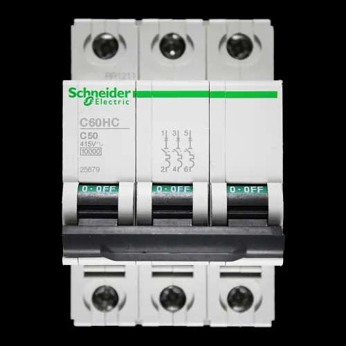 SCHNEIDER 50 AMP CURVE C 10kA TRIPLE POLE MCB CIRCUIT BREAKER C60HC 25679