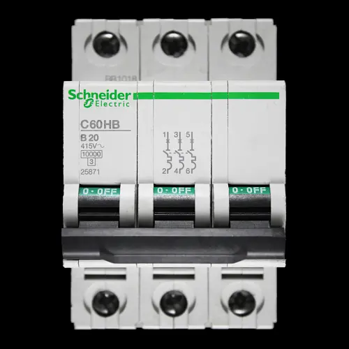SCHNEIDER 20 AMP CURVE B 10kA TRIPLE POLE MCB CIRCUIT BREAKER C60HB 25871