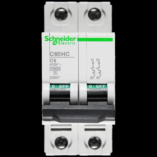 SCHNEIDER 6 AMP CURVE C 10kA DOUBLE POLE MCB CIRCUIT BREAKER C60HC 25657