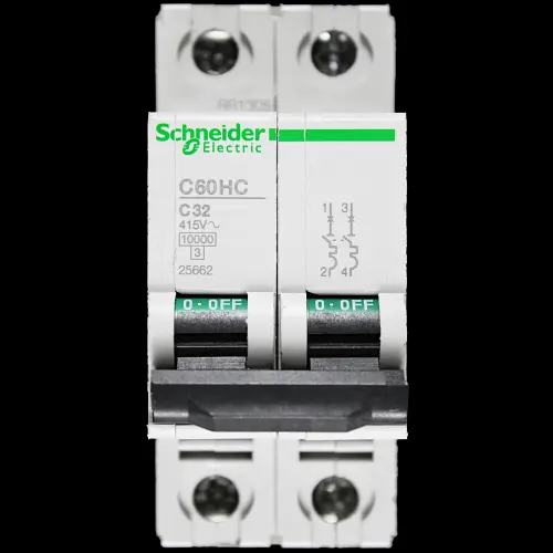 SCHNEIDER 32 AMP CURVE C 10kA DOUBLE POLE MCB CIRCUIT BREAKER C60HC 25662