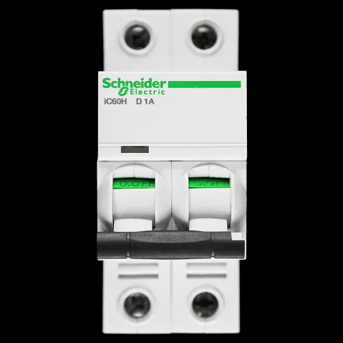 SCHNEIDER 1 AMP CURVE D 10kA DOUBLE POLE MCB CIRCUIT BREAKER A9F55201 IC60H