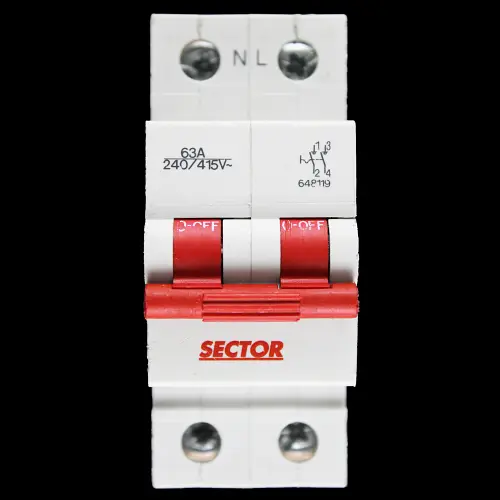SECTOR 63 AMP DOUBLE POLE MAIN SWITCH DISCONNECTOR 648119