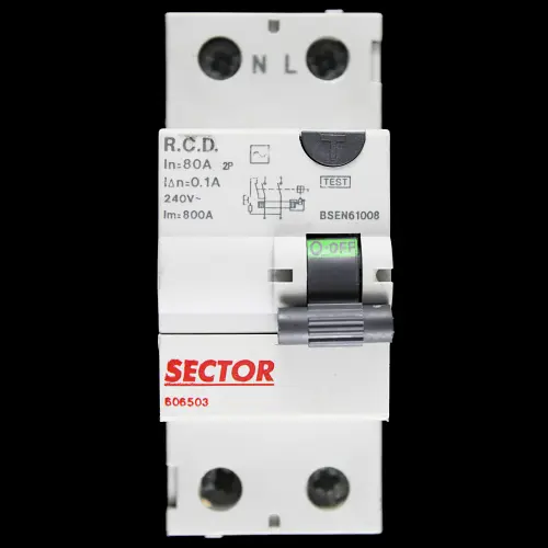 SECTOR 80 AMP 100mA DOUBLE POLE RCD TYPE AC 606503