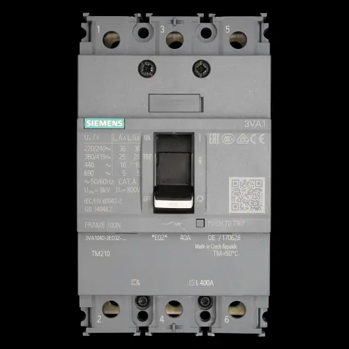 SIEMENS 40 AMP 25kA TRIPLE POLE MCCB TM210 100N 3VA1 3VA1040-3ED32-0AA0