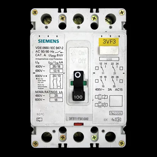 SIEMENS 100 AMP MCCB TRIPLE POLE 35kA 3VF3 3VF3111-1FS41-0AA0
