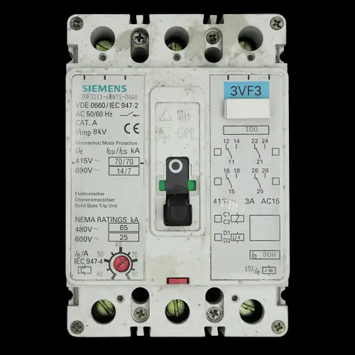 SIEMENS 80 AMP 70kA TRIPLE POLE MCCB 3VF3 3VF3111-6DN71-0AA0