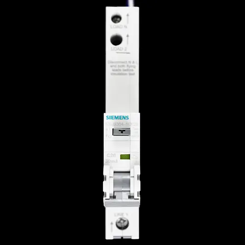 SIEMENS 20 AMP CURVE C 10kA 30mA RCBO TYPE AC 5SU9304-1KK20