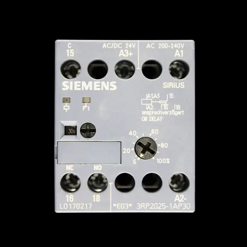SIEMENS TIMING RELAY 1 CHANGE-OVER CONTACT 24V AC/DC COIL 3RP2025-1AP30