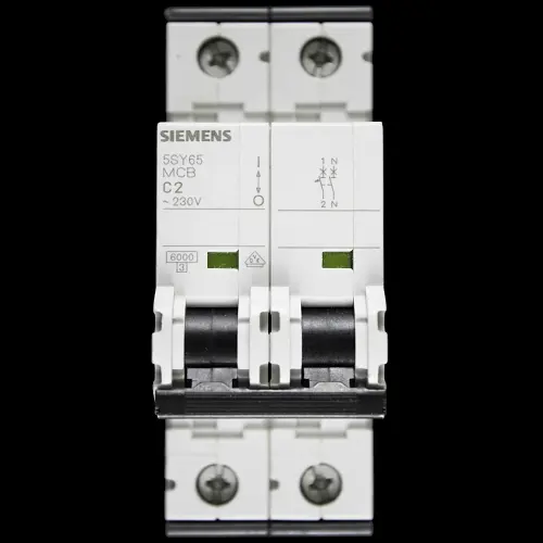 SIEMENS 2 AMP CURVE C 6kA DOUBLE POLE MCB CIRCUIT BREAKER 5SY6502-7 5SY65