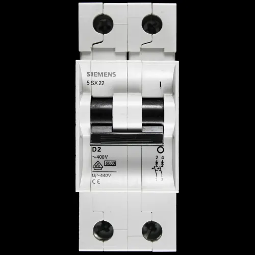 SIEMENS 2 AMP CURVE D 6kA DOUBLE POLE MCB CIRCUIT BREAKER 5SX22 5SX2