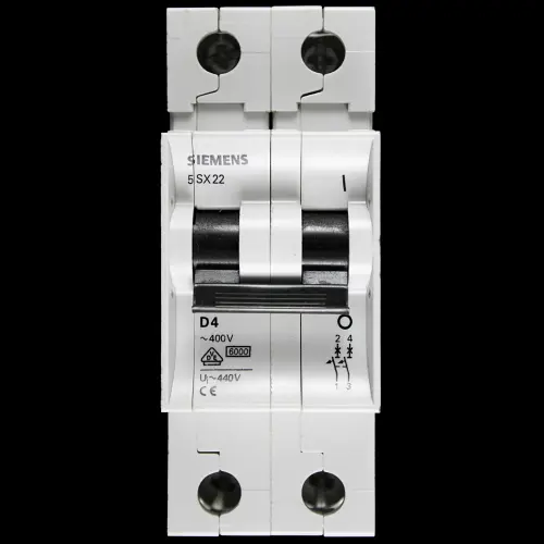 SIEMENS 4 AMP CURVE D 6kA DOUBLE POLE MCB CIRCUIT BREAKER 5SX22 5SX2